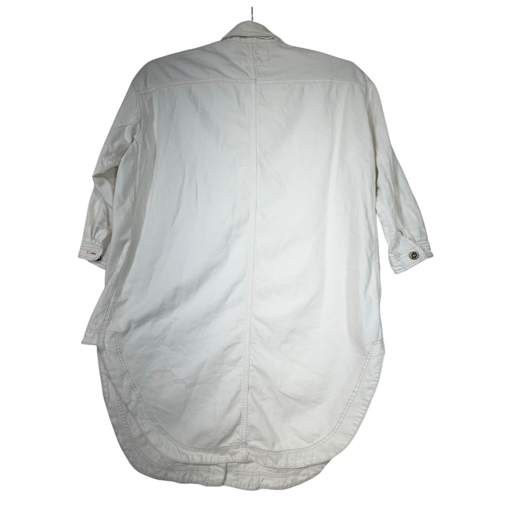 Pilcro Anthropologie White Denim Dress Shirt Jacket Oversized Medium - Picture 2 of 9